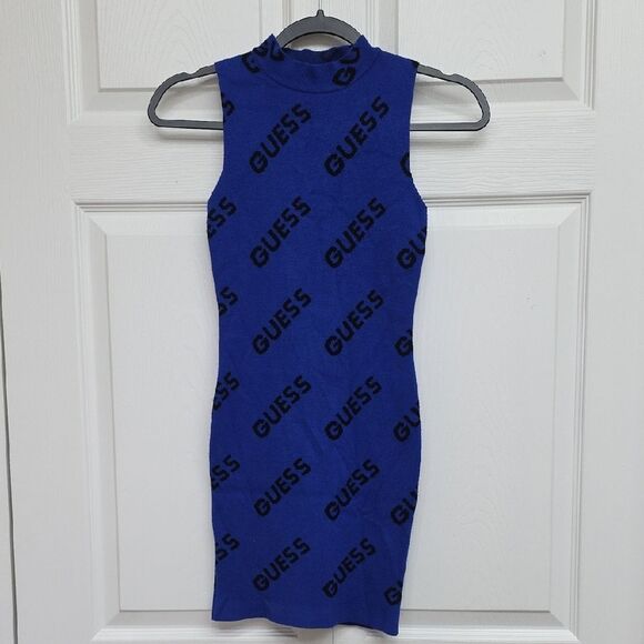 Guess Royal Blue Logo Mini Dress - Picture 1 of 5